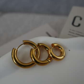 Üçlü Gold Halka Küpe
